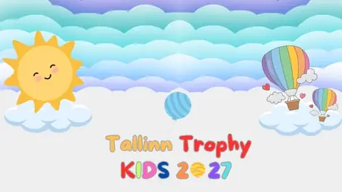 Kartoonipäike ja pilved vihmavari ballooni ja sõnadega "Tallinn Trophy KIDS 2027