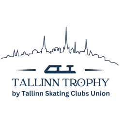 Stiliseeritud logo kujutab linnasiluetti ja sõnu "Tallinn Trophy" sinises, fraasiga "by Tallinn Skating Clubs Union" väiksemas tekstis all